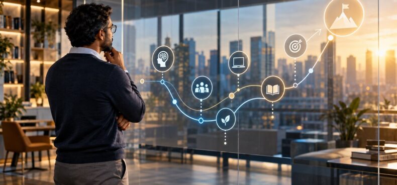 Profissional planejando o desenvolvimento da carreira diante das mudanças da inteligência artificial