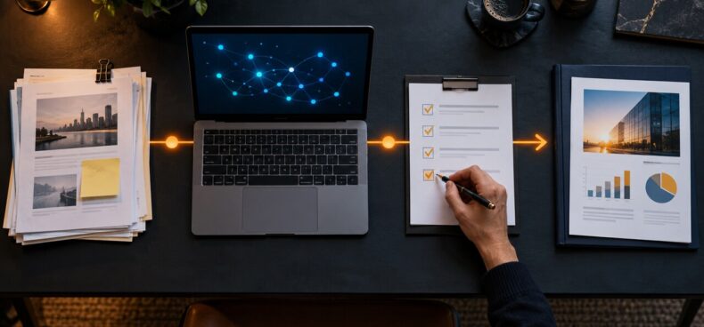 Etapas de um fluxo de trabalho com inteligência artificial e revisão humana